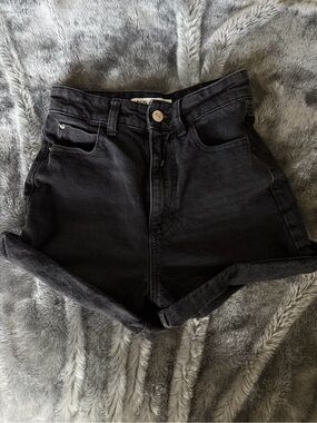 ZARA high rise black denim shorts